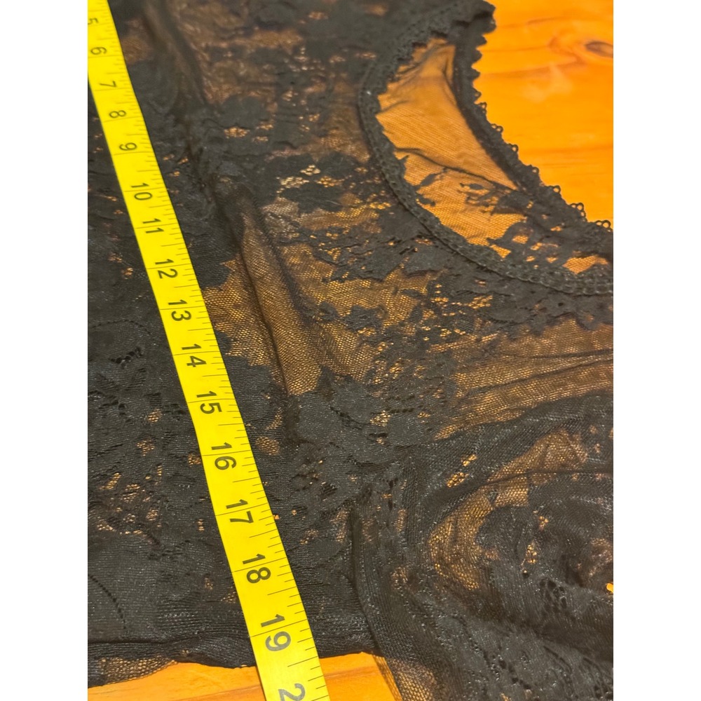 Sheer‎ Black Lace Top Medium Romantic Goth Dark Academia Fairy Grunge Layering - Picture 6 of 7